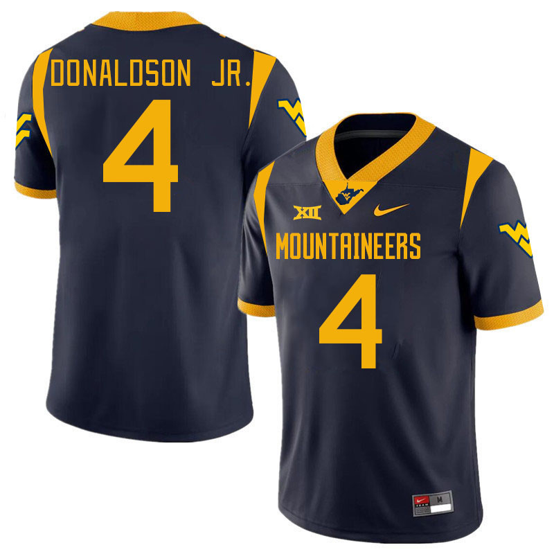 #4 CJ Donaldson Jr. West Virginia Mountaineers College 2024 New Uniforms Football Jerseys Stitched Sale-Navy